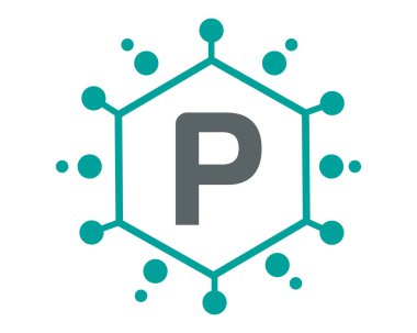 Noktalı P Harfi logo Tasarım Vektörü.