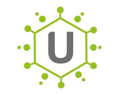 Noktalı U Harfi logo Tasarım Vektörü.