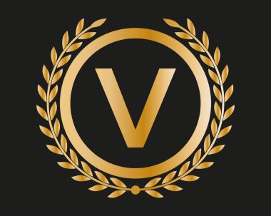 V Gold Letter Design Vector with Golden Luxury Colors and Monogram Design