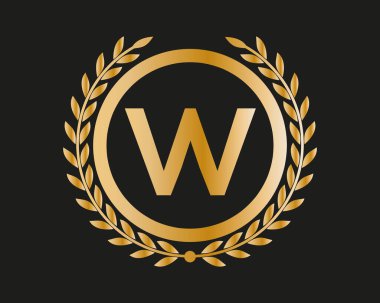 W Altın Harf Tasarım Vektörü Altın Lüks Renkler ve Monogram Tasarımı