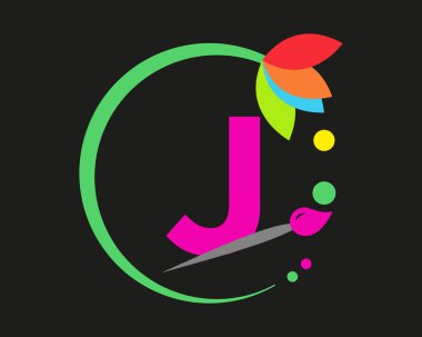 J Harfi Logo Tasarımı Yuvarlak Çerçeveli Çoklu Renk.