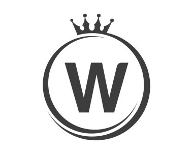 W harfi taç logo vektör şablonu