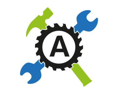 Bir Gear logo vektörü tam renk şablonu Simgesi