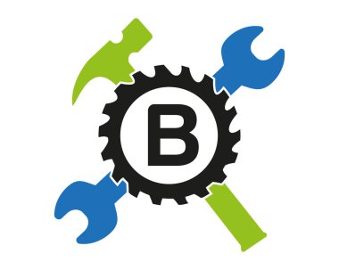 B Dişli logo vektörü tam renk şablonu Simgesi