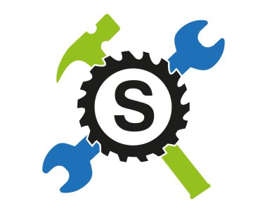 S Dişli logo vektörü tam renk şablonu Simgesi