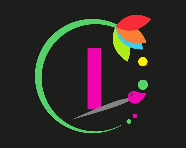 Letter Logo Tasarımı Yuvarlak Çerçeveli Çoklu Renk — Stok Vektör