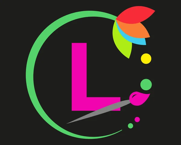 Letter Logo Design Multiple Color Frame — Vector de stock