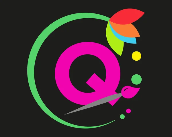 Litera Logo Projektowanie Wielu Kolorów Okrągłą Ramą — Wektor stockowy