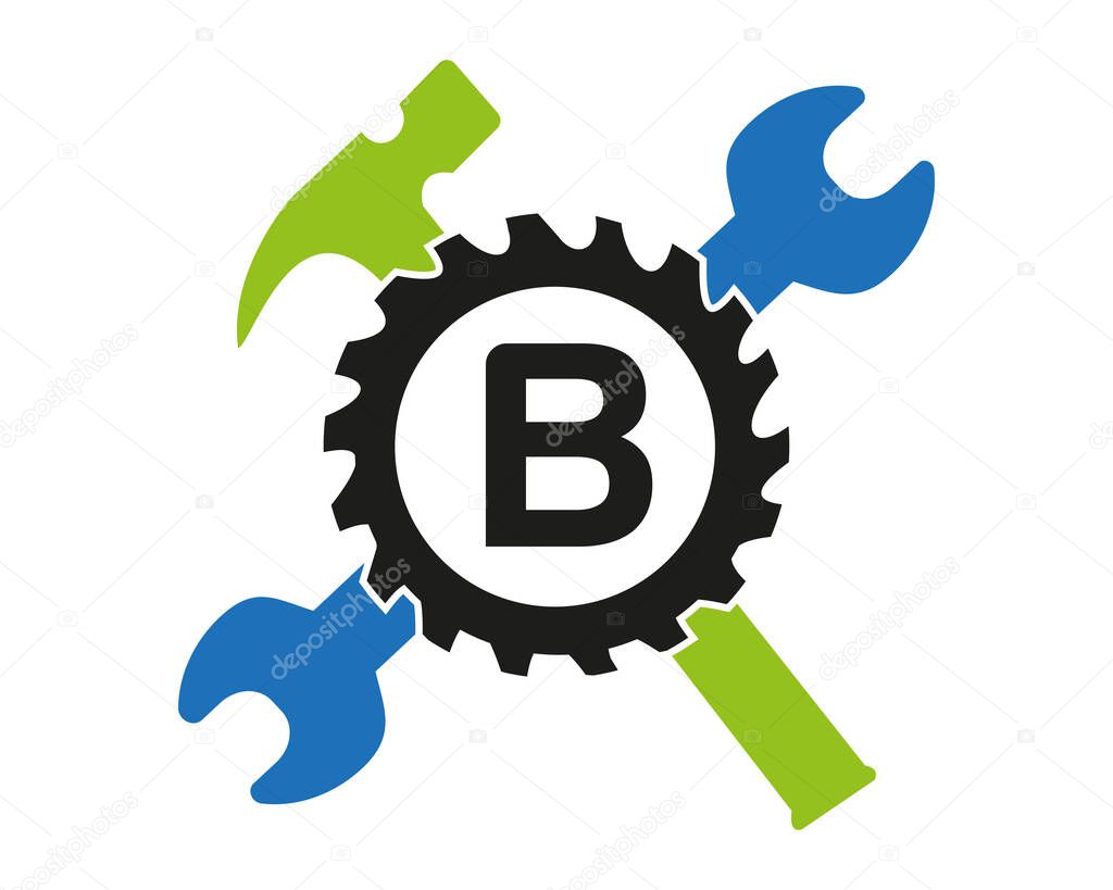 B Gear logo vector full color template Icon