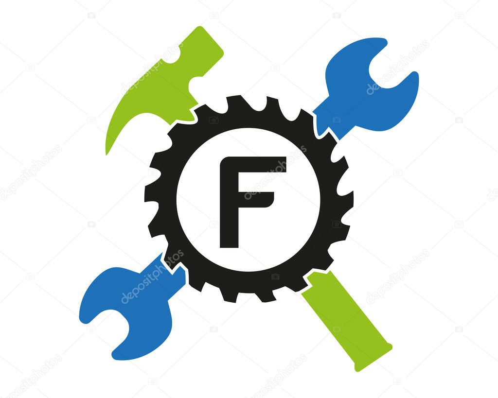 F Gear logo vector full color template Icon
