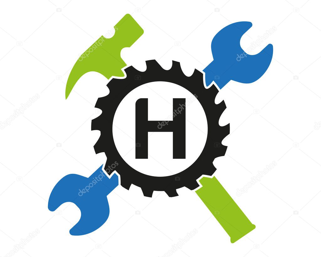 H Gear logo vector full color template Icon