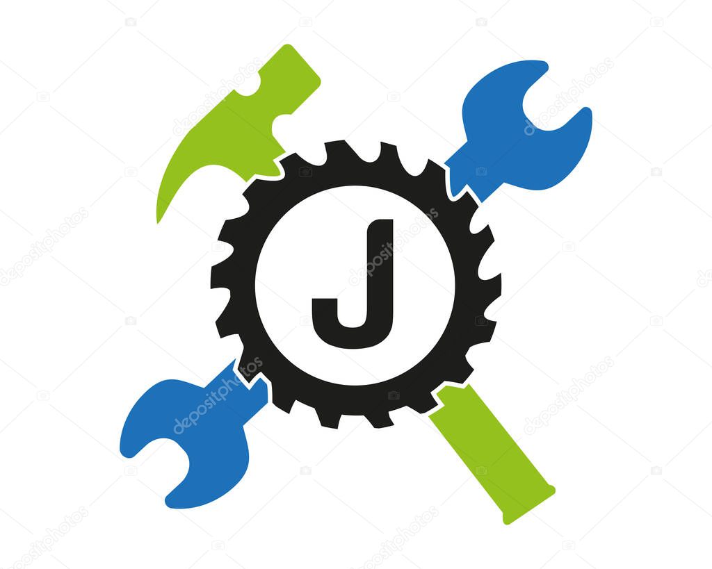 J Gear logo vector full color template Icon
