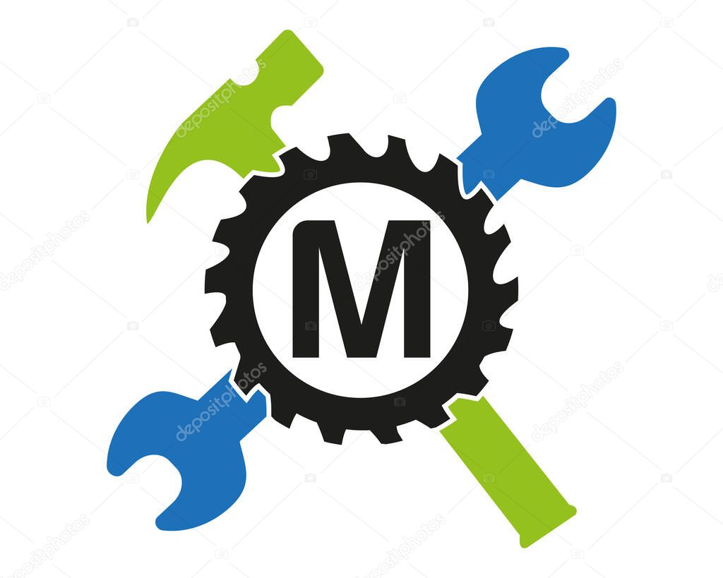 M Gear logo vector full color template Icon