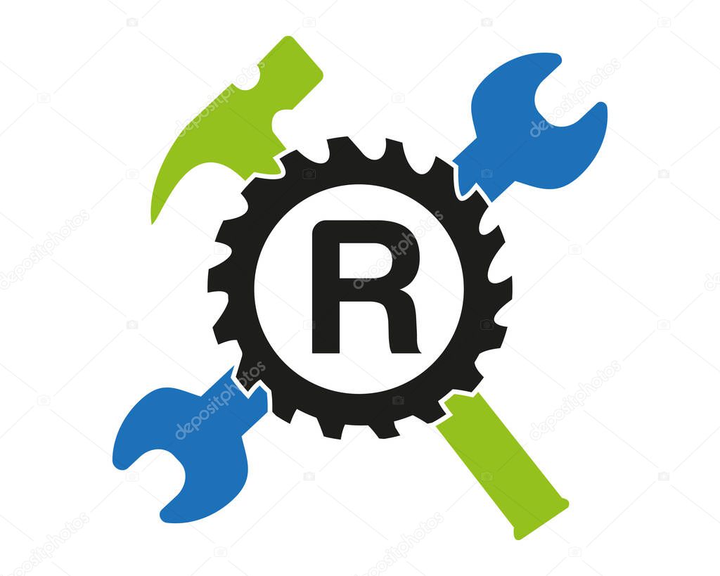 R Gear logo vector full color template Icon