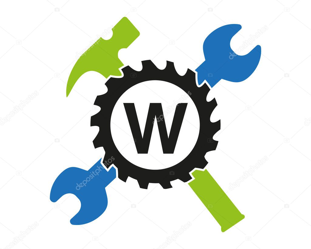 W Gear logo vector full color template Icon