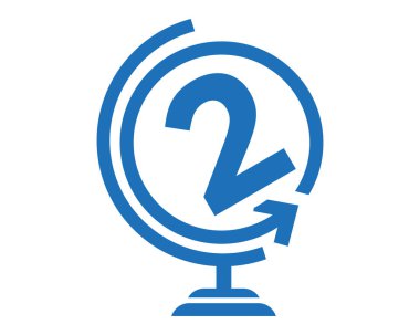 Harf 2 Dünya Yuvarlak Logo Tasarım Vektör Şablonu Simgesi Simgesi