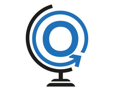 O harfi Dünya Yuvarlak Logo Tasarım Vektör Şablonu Simgesi