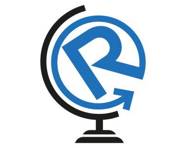 Harf R Dünya Yuvarlak Logo Tasarım Vektör Şablonu Simgesi