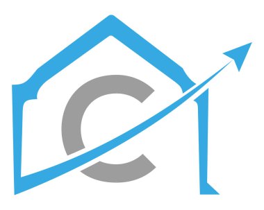 C harfi kapı şekli logo ikonu vektör şablonu