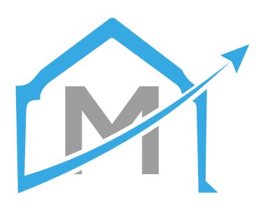 M harfi kapı şekli logo ikonu vektör şablonu