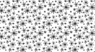 Seamless black and white simple flower pattern. Vintage wallpaper and gift wrapper