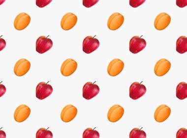 Seamless pattern with colorful fresh looking fruits. Summer mood for decoration and gift wrapping.