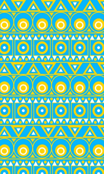 Seamless blue and yellow geometrical pattern in a traditional folk style