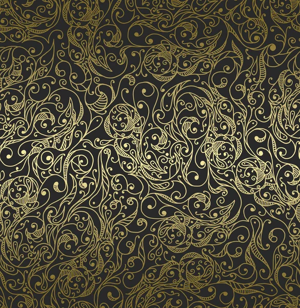 Abstract Background Vintage Pattern Different Golden Shapes Black Background — Stock fotografie