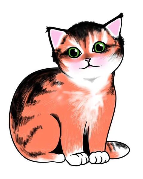 Sketch Black White Ginfer Cat Illustration – stockfoto