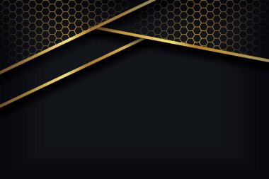Modern desenli altın ve siyah arkaplan. Tasarımınız için soyut altın lüks vektör çizimi
