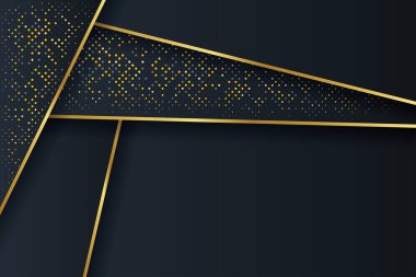 Modern desenli altın ve siyah arkaplan. Tasarımınız için soyut altın lüks vektör çizimi