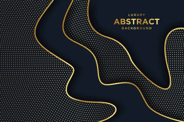 Abstract Luxury Dark Background Golden Lines Golden Dots Combinations — Vector de stock