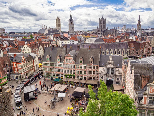 Cityscape of Gent from Gravensteen in Belgium.
