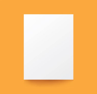 Gerçekçi Poster Model BeyazıComment Boş Tuval Şablonu Sarı Arkaplan Sunum Ofisi Reklam İşletmeleri