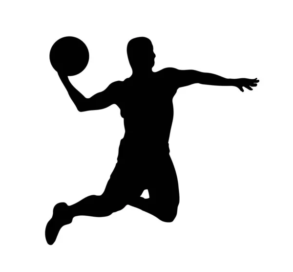 Basketbal Speler Springen Silhouet Figuur Atleet Illustratie Icoon Sport Spel — Stockvector