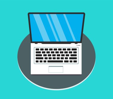 Masadaki Laptop Modern Cihaz Teknolojisi İllüstrasyon Ofisi