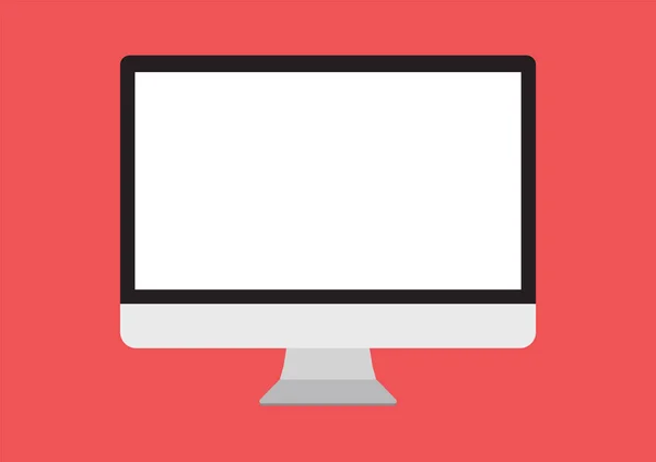 Flat Desktop Monitor Isolated Computer Illustration Technology Gadget Display Screen — Διανυσματικό Αρχείο