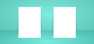 Duvardaki Posterler Brand Kimlik Şablonu Şablonu Gerçekçi Sancak Uçuşu Arkaplanı