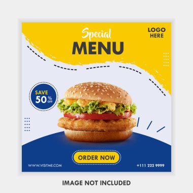 Food Outlet Social Media Post Design Template Square Banner Promo Offer Business Marketing Advertising