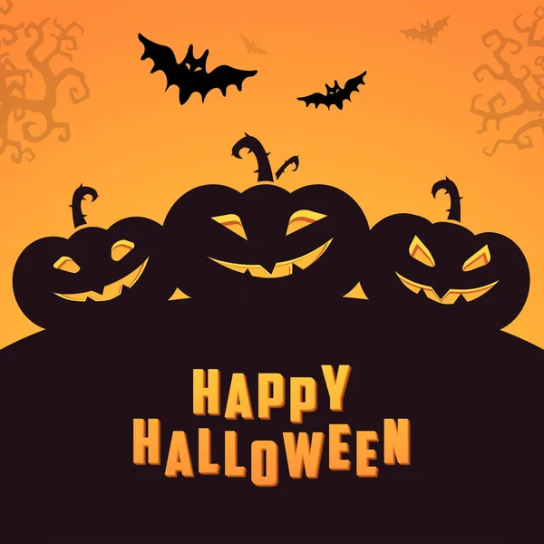 Straszne Pumpkin Nietoperze Happy Halloween Social Media Banner Plakat Tło — Wektor stockowy