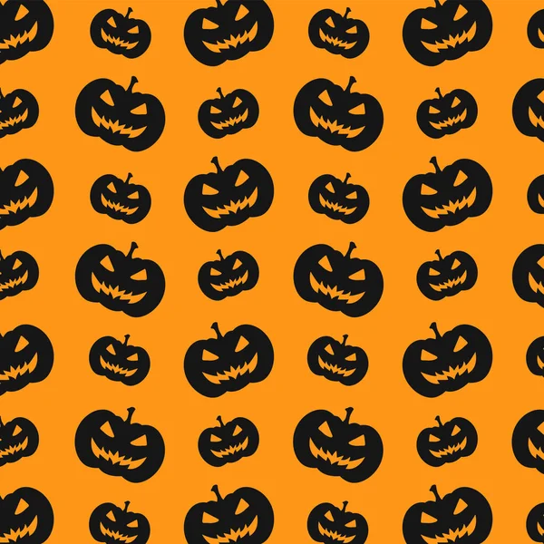 Strašidelné Halloween Dýně Silueta Bezešvé Vzor Vektor Ilustrace Pozadí — Stockový vektor