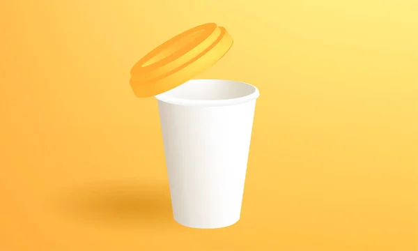 Carta Plastica Tazza Caffè Realistico Mockup Bevanda Bere Marchio Modello — Vettoriale Stock