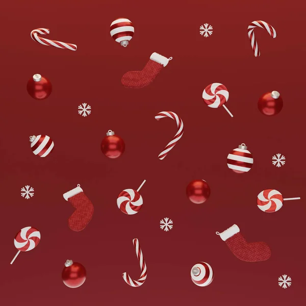 ギフトボックス キャンディー 飾り付きクリスマスの背景 — ストック写真