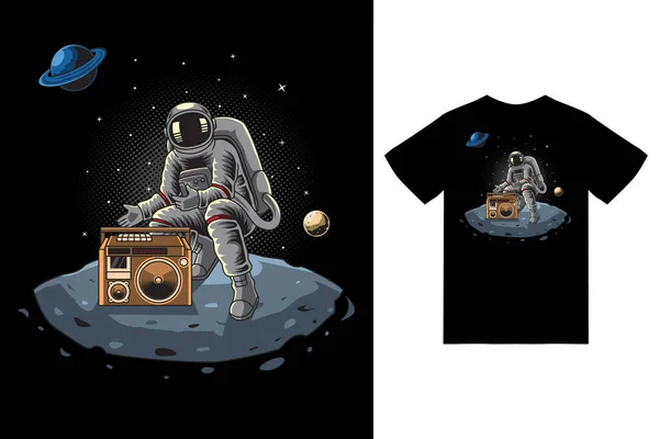 Astronaut Hip Hop Illustration Tshirt Design Premium Vector — Stockvektor