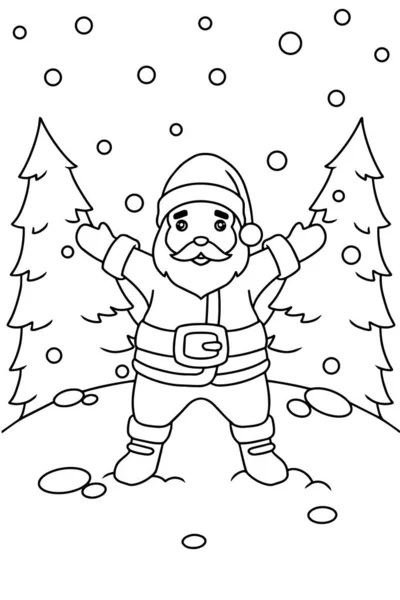 Cute Santa Coloring Book Illustration Vector — Image vectorielle