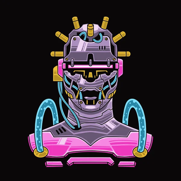 Cyberpunk Cyborg Premium Vector — ストックベクタ
