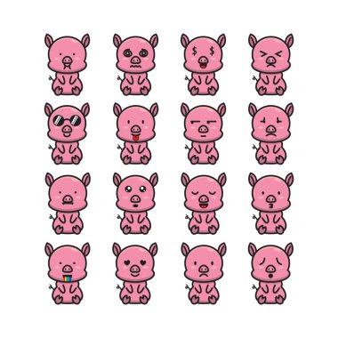 şirin domuz emoticon vektörü