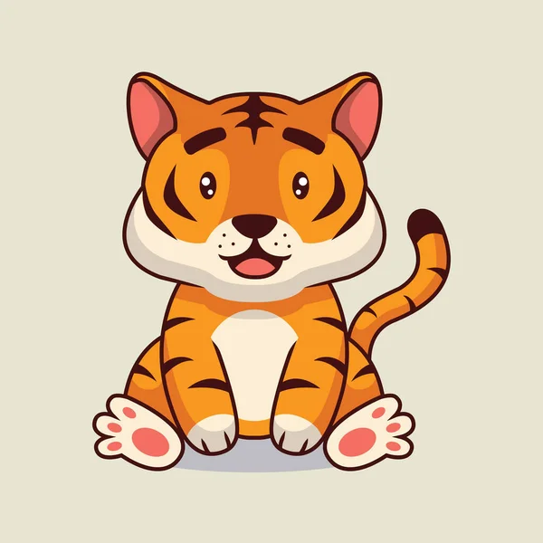Cute Tiger Cartoon Illustration — Stok Vektör