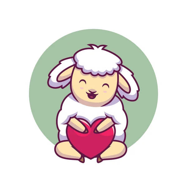 Cute Sheep Hug Love Cartoon Illustration — Διανυσματικό Αρχείο