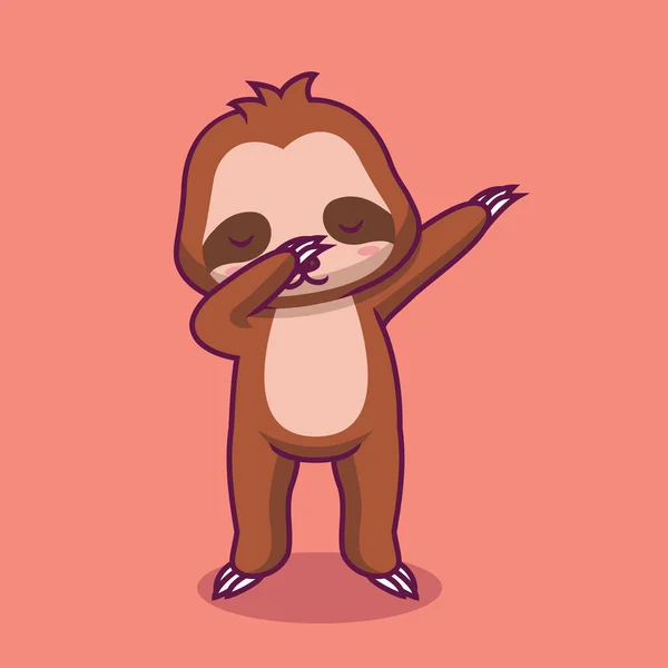 Cute Sloth Dabbing Cartoon Illustration — Vector de stock